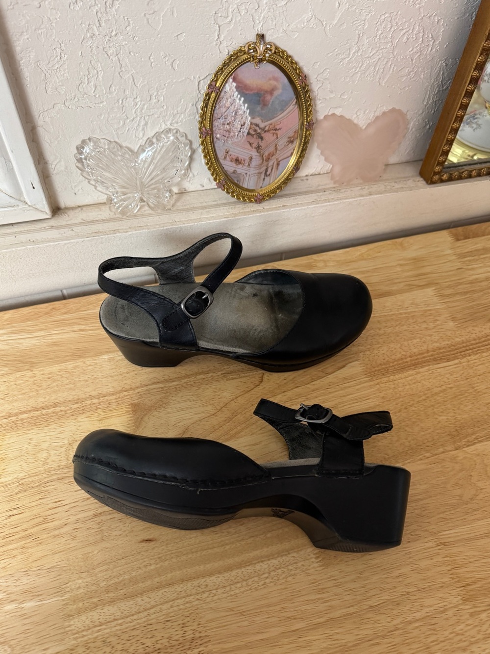 Dansko Black Leather Mary Jane Clogs Comfort Slip-On Shoes EU 39 US 8.5-9 - Picture 3 of 16